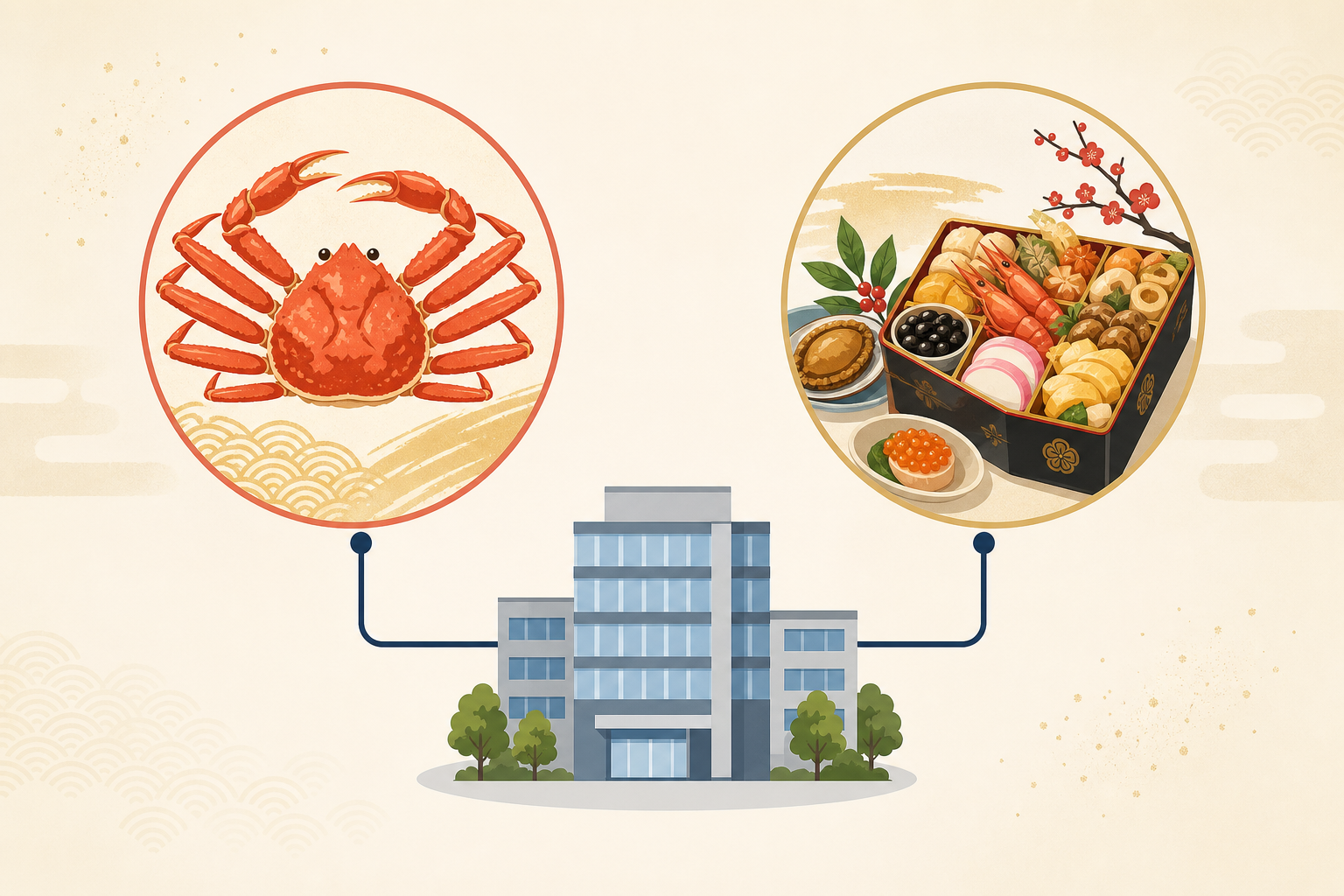 A conceptual flat-style illustration showing the relationship between two brands. One side shows an 